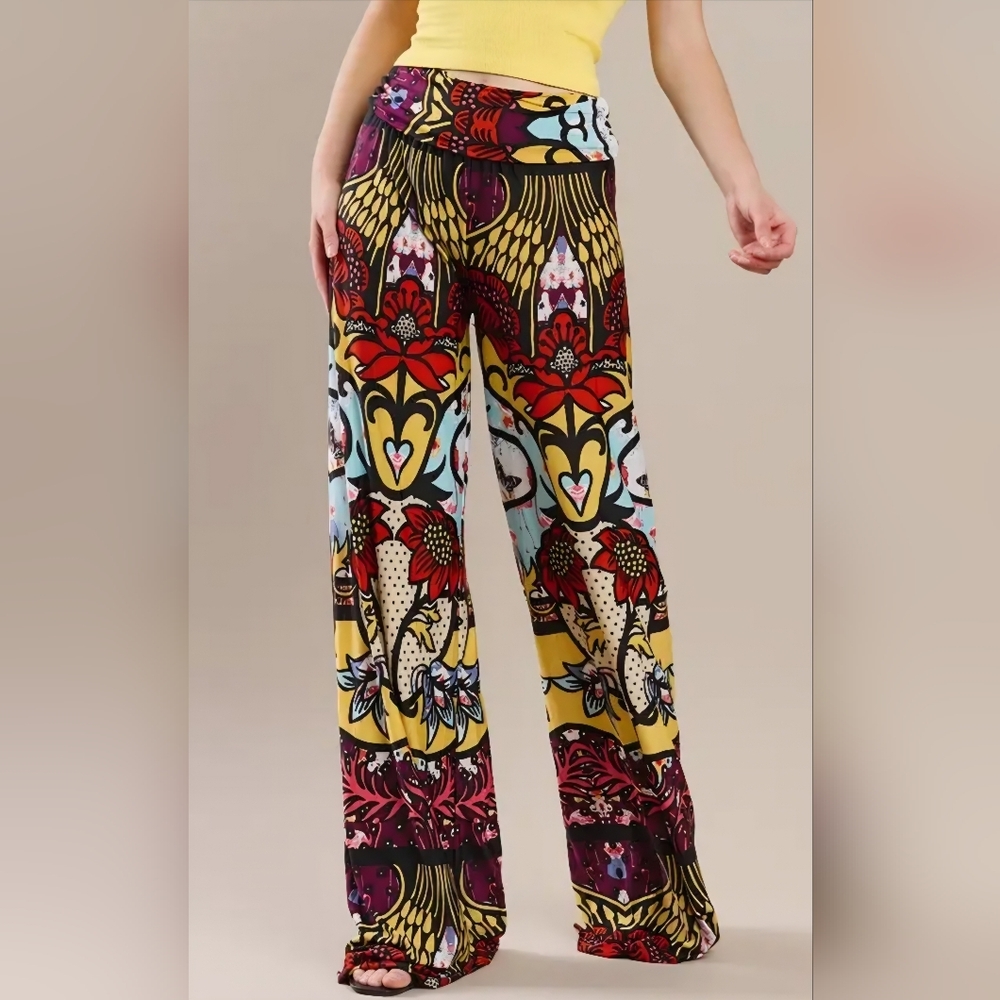 Yelete Multicolor Wide-Leg Printed Palazzo Pants